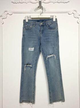 伊X系列 8163S019 时尚牛仔九分裤品牌女装折扣颦薪