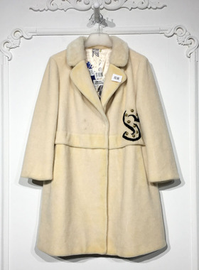 N系列 8253S252 时尚水貂毛领羊毛羊剪绒外套品牌女装折扣颦薪