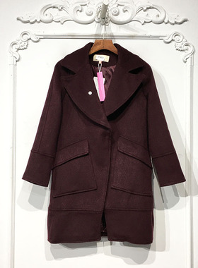 艾O系列 D74333 时尚长款毛呢外套品牌女装折扣颦薪