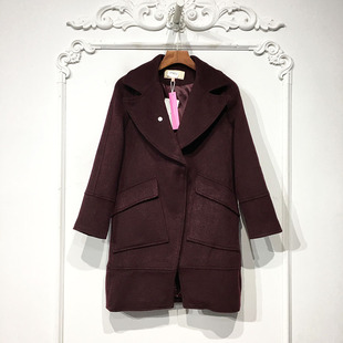 毛呢外套品牌女装 艾O系列 长款 时尚 折扣颦薪 D74333