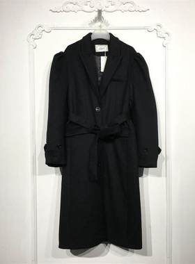 潮系列 8024S111 时尚长款毛呢外套品牌女装折扣颦薪