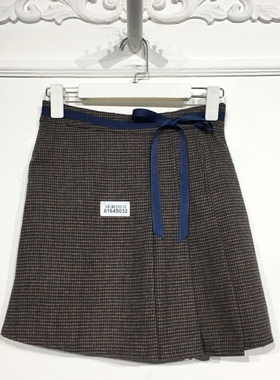 潮系列 8164S032 时尚毛呢短裙品牌女装折扣颦薪