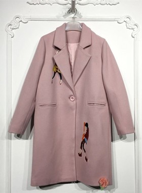 乔系列 8128S127 时尚毛呢外套品牌女装折扣颦薪
