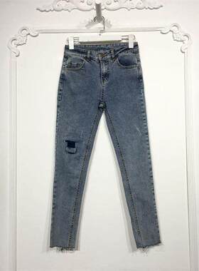 伊NF系列 D96118 时尚牛仔长裤品牌女装折扣颦薪