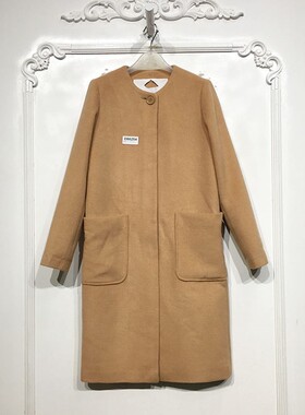 欧系列 D86254 时尚长款毛呢外套品牌女装折扣颦薪