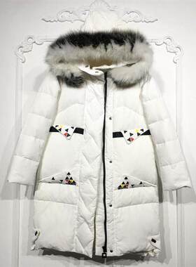 N系列 8051S215 时尚真毛领长款羽绒服品牌女装折扣颦薪