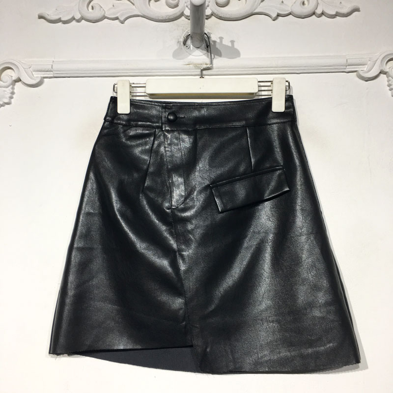 潮系列 8268S146 时尚PU皮短裙品牌女装折扣靓
