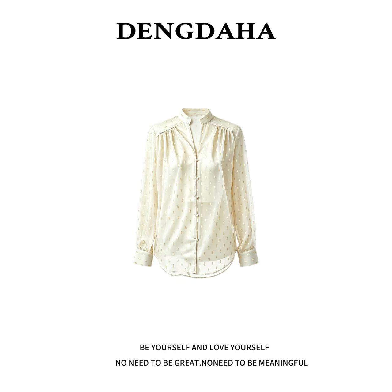 DENGDAHA法式秋季气质金设计感宽松显瘦洋气衬衫女百搭上衣F318