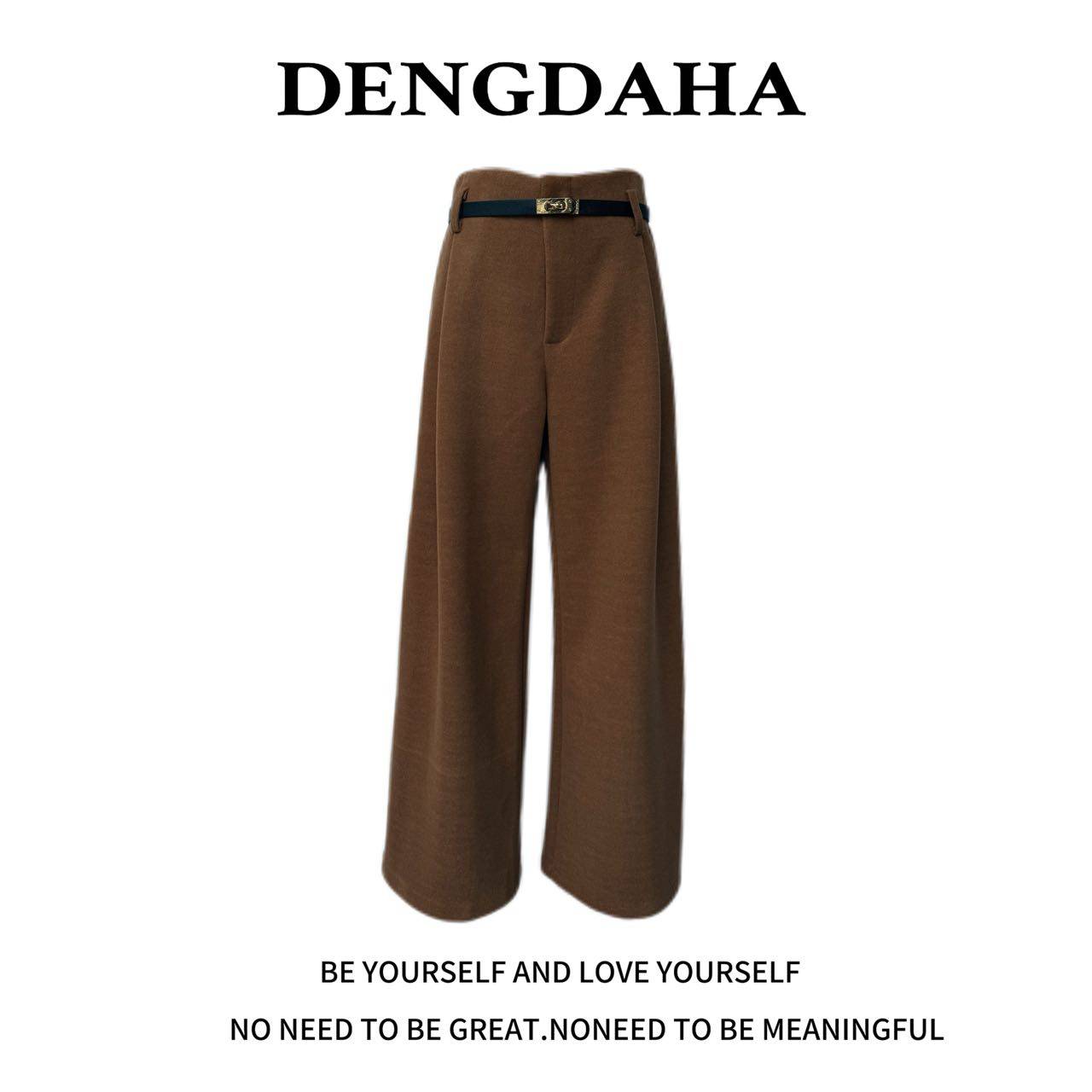 DENGDAHA{智在远方}高腰秋冬季直筒裤时尚潮流阔腿通勤休闲E3206,女装/女士精品,休闲裤,淘宝优惠券,粉丝福利购,淘宝优惠卷