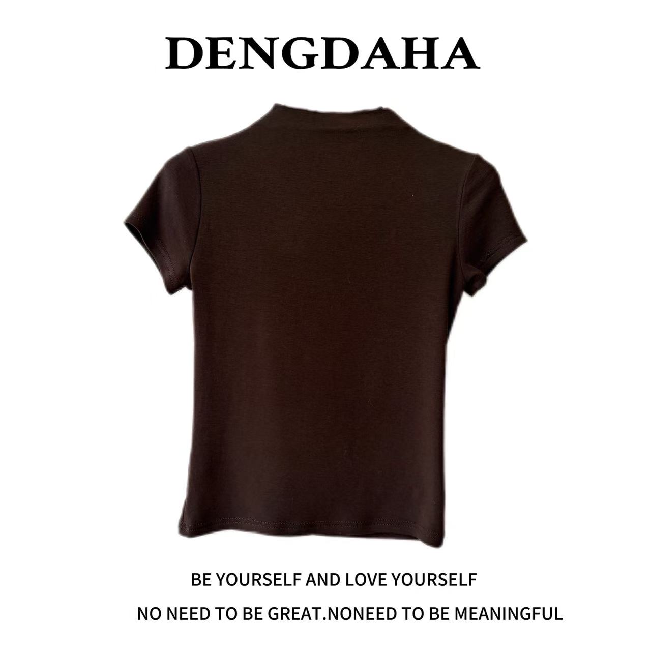 DENGDAHA「融雪时分」 时尚气质百搭简约修身显瘦带围脖上衣T9290