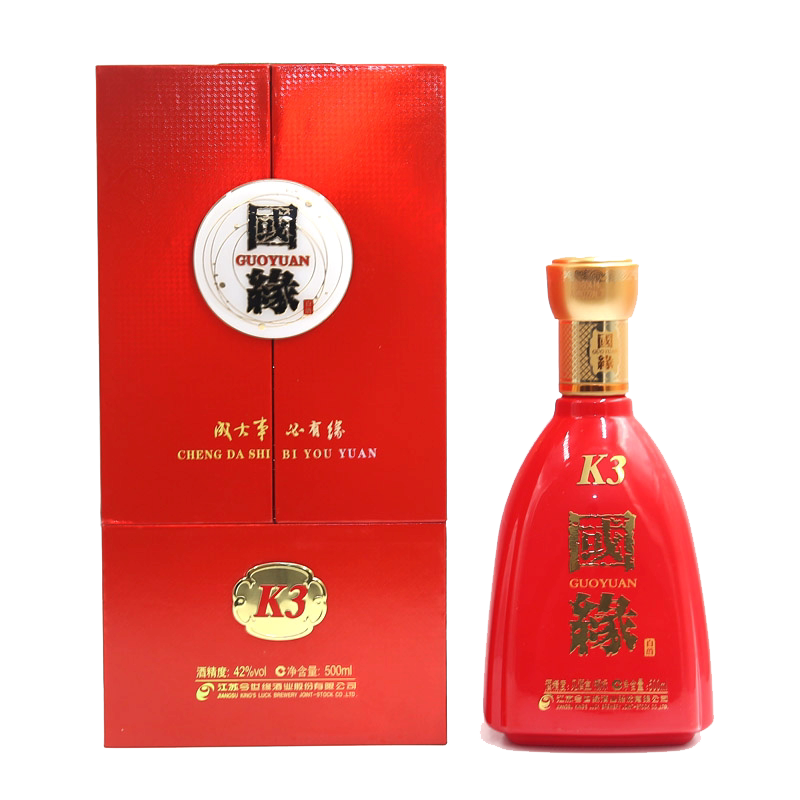 【顺丰包邮】今世缘国缘K3 42度柔雅型白酒 500ml 单瓶装
