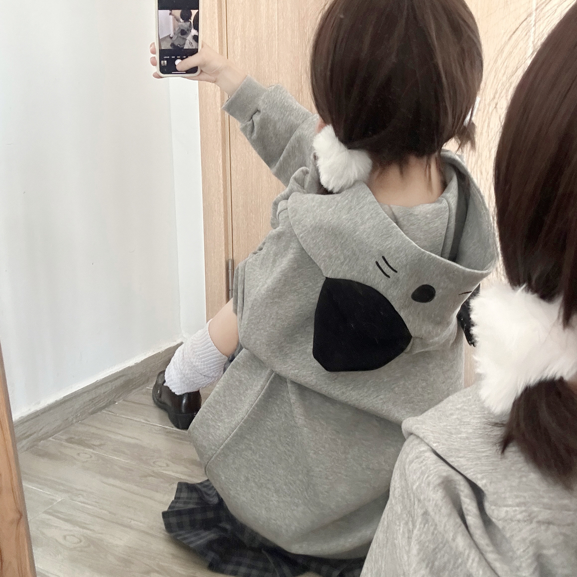 日系可爱小狗耳朵连帽卫衣女秋冬宽松设计感温柔外套潮