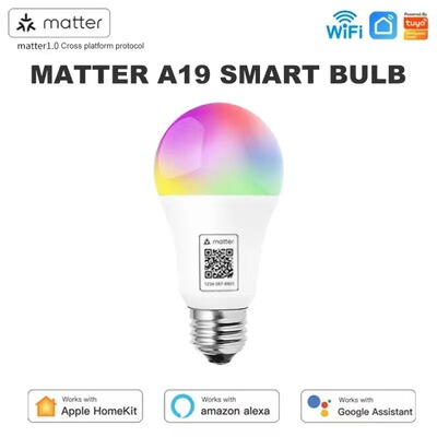 matter智能A19灯泡HomeKit直连Googlealexawifi语音控制智能灯泡