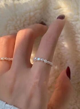 高亮弹力线戒指石榴石红玛瑙天然