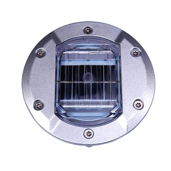 圆形平行路面全埋入式太阳能铸铝led道钉适用于etc匝道口及收费站