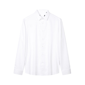 上衣免烫字母暗花衬衣男款 品牌剪牌男装 长袖 春秋新款 白色衬衫 男士