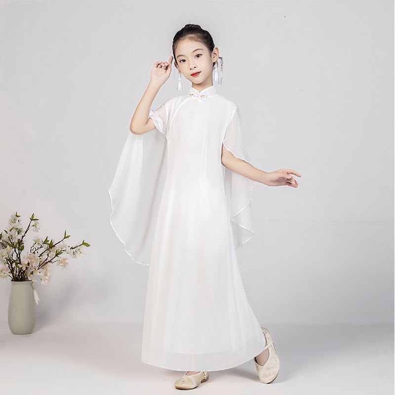 儿童新款古筝演出服女中成人仙女气质飘逸中国风钢琴二胡表演长裙