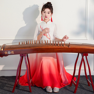 新款儿童古筝演出服女中大童仙女气质飘逸中国风钢琴二胡表演服装