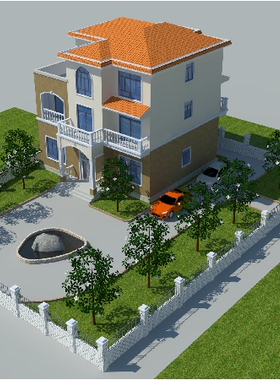 12x14二层半欧式豪华别墅图纸农村自建房全套施工图现代好看房子