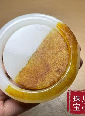天然新疆籽料和田玉羊脂白玉镯芯手镯