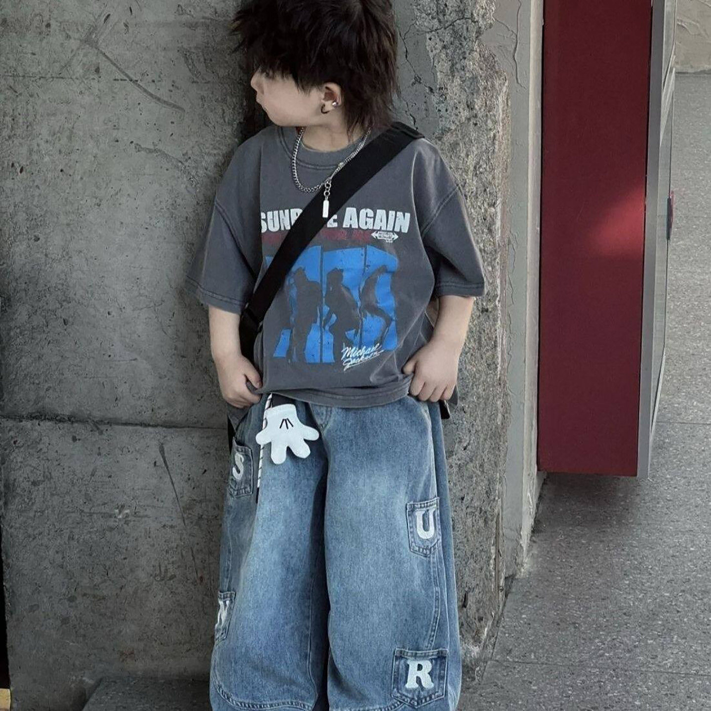 男童夏装套装2026新款韩版儿童短袖t恤男宝夏季衣服牛仔裤两件套