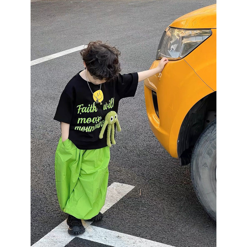 男童夏装套装2026新款儿童卡通短袖T恤男孩宝宝休闲时髦两件套潮,童装/婴儿装/亲子装,套装,淘宝优惠券,粉丝福利购,淘宝优惠卷