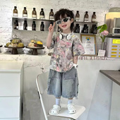 t恤韩版 男童夏装 宝宝两件套潮 帅气时髦儿童夏季 短袖 套装 2026新款