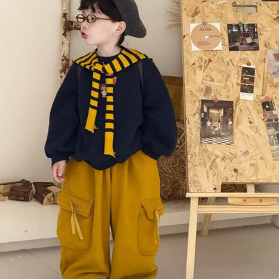 男童套装2025新款秋冬加绒卫衣潮