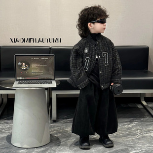 男童冬套装2026新款韩版儿童夹棉外套秋冬装宝宝洋气痞帅两件套潮