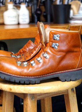 复古登山靴户外露营徒步短靴固特异30800山脉之光头层牛皮机车男