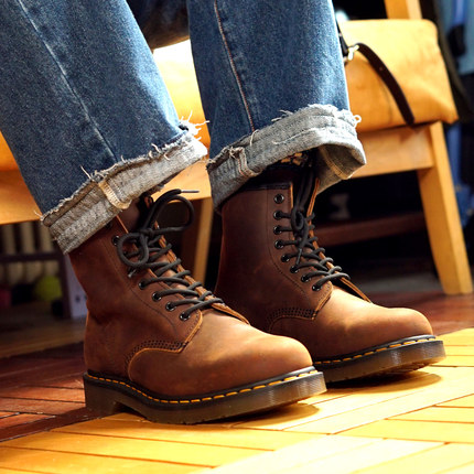 情侣款YKK侧拉链8孔固特异热熔焊接1460马丁靴男女百搭潮休闲皮鞋