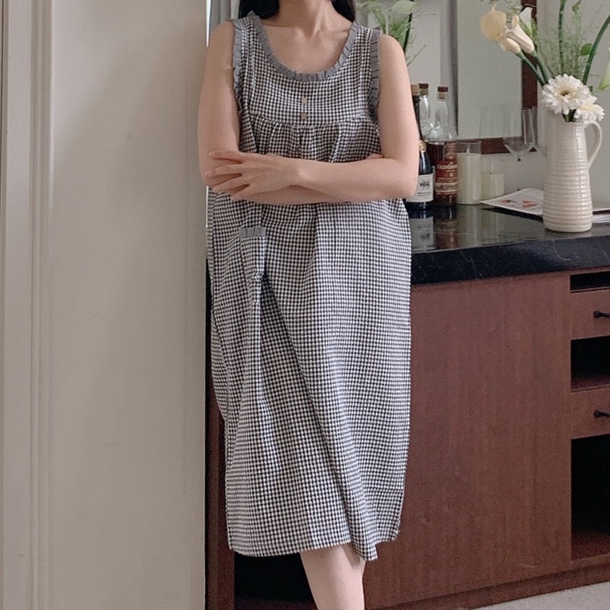 韩国SOLO睡衣裙夏季甜美清新无袖