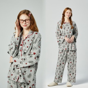 韩国HelloKitty代购凯蒂猫秋季纯棉睡衣可爱长袖裤家居服套装睡裙