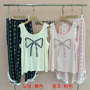 睡衣家居服套装 韩国VICTORIA东大门代购 背心长裤 25夏季 女 甜美无袖