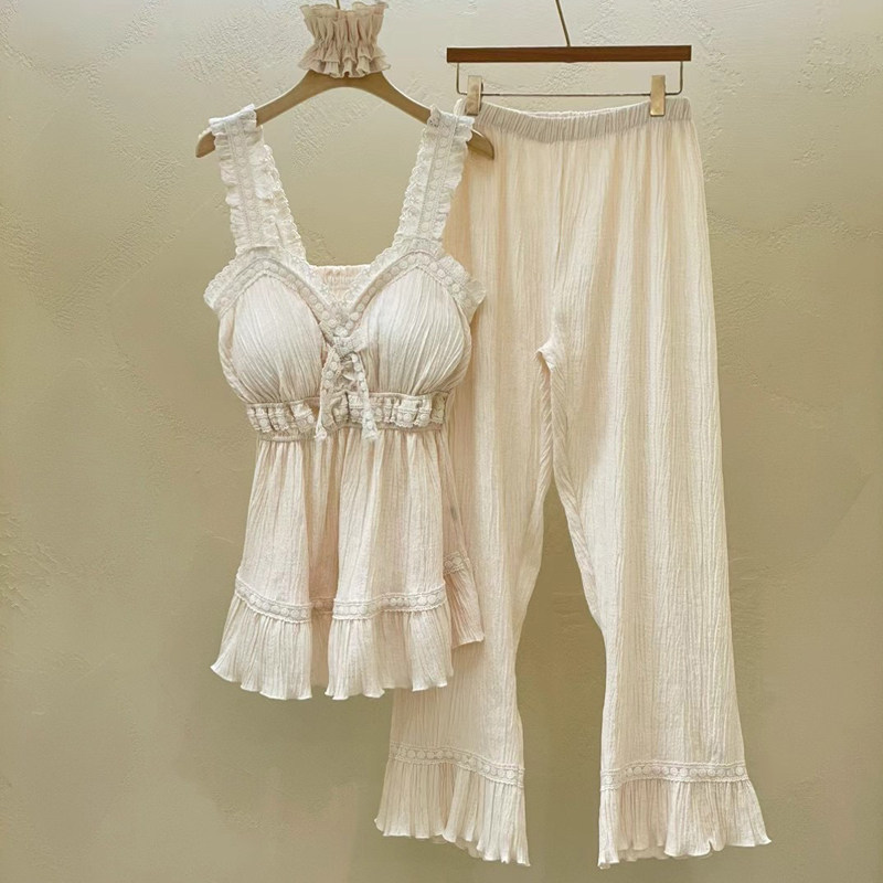 韩国LUNALUZ东大门代购夏季纯色性感甜美薄款吊带短裤睡衣套装女