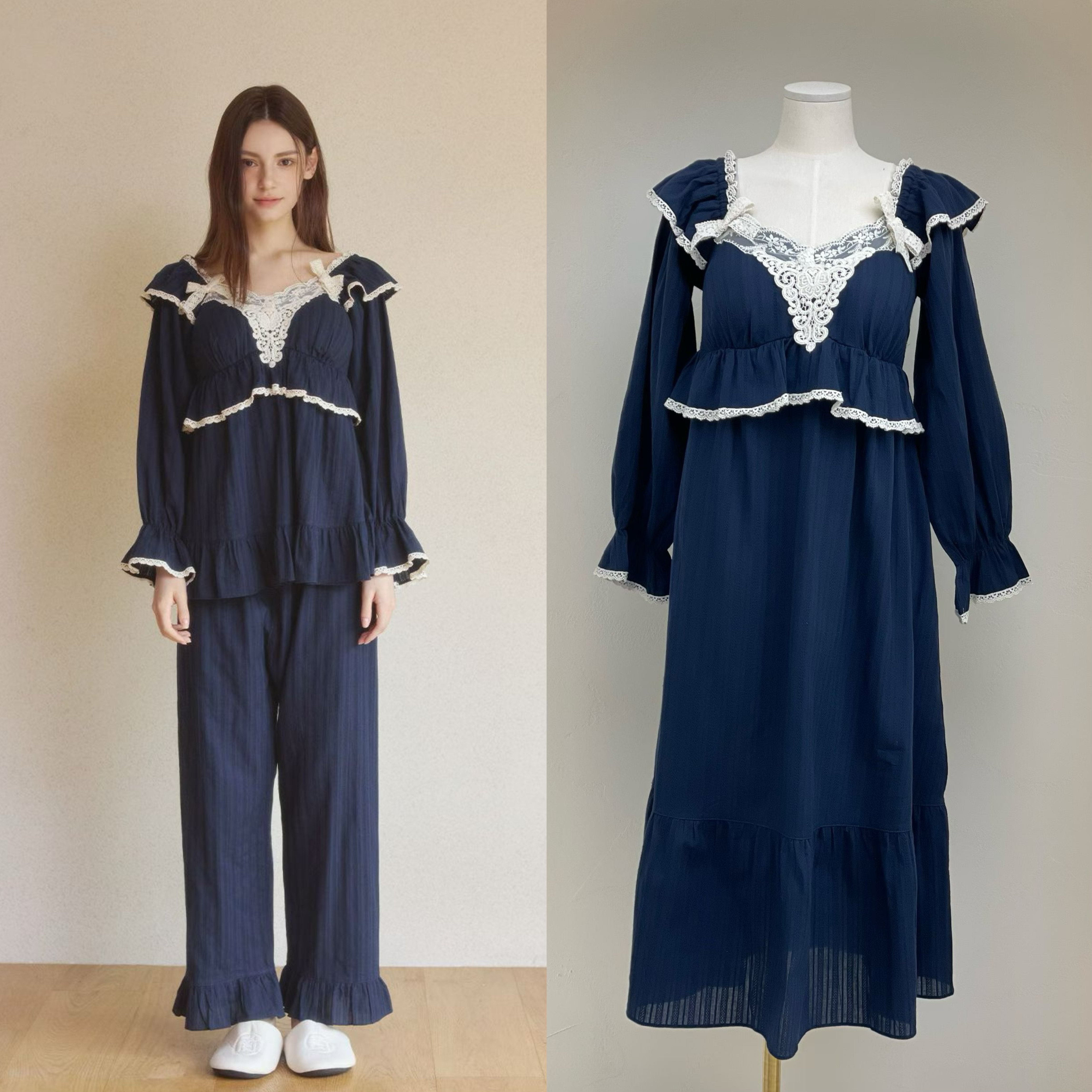 LUNALUZ睡衣女春秋复古公主睡裙