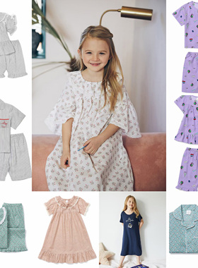 清仓断码orcite韩国品牌睡衣夏季男女儿童短袖裤人造棉家居服套装