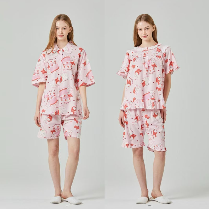 韩国My Melody美乐蒂品牌女夏可爱卡通睡衣纯棉短袖裤家居服套装