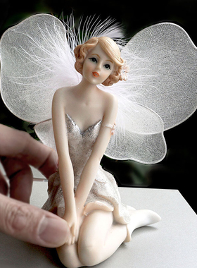 欧式创意小天使少女花仙摆件吊脚娃娃家居装饰品汽车摆设生日礼物