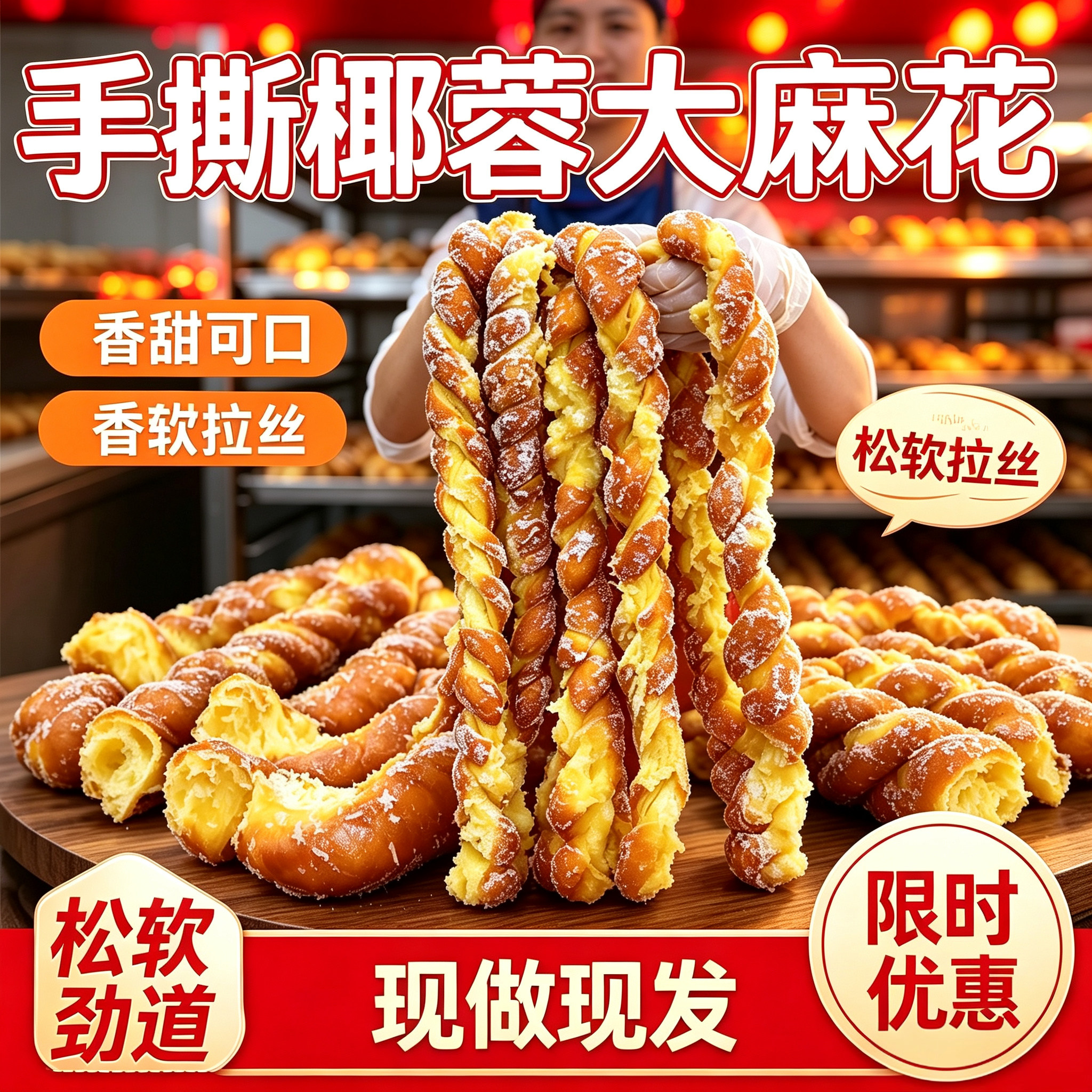 东北特产哈尔滨特色小吃椰蓉麻花