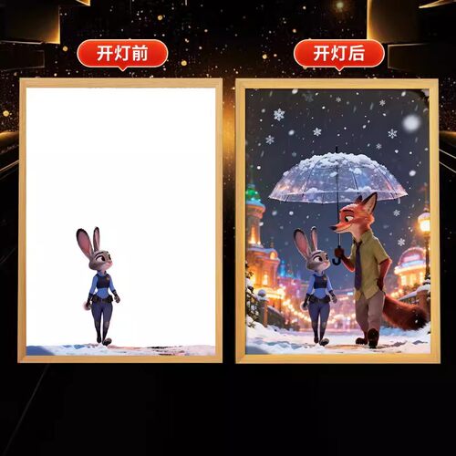 灯光画ins创意小夜灯周边装饰画相框发光画桌面氛围感伴睡摆件