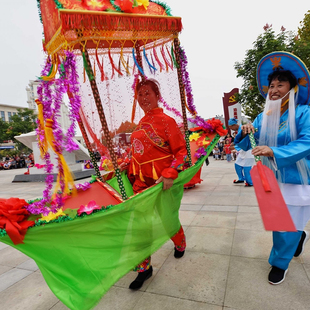 旱船采莲船花轿彩船小推车民俗社火演出道具传统节日喜庆表演用品