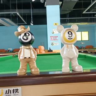 台球厅公仔摆件创意装饰品黑8俱乐部爱好者周桌球馆开业生日礼物