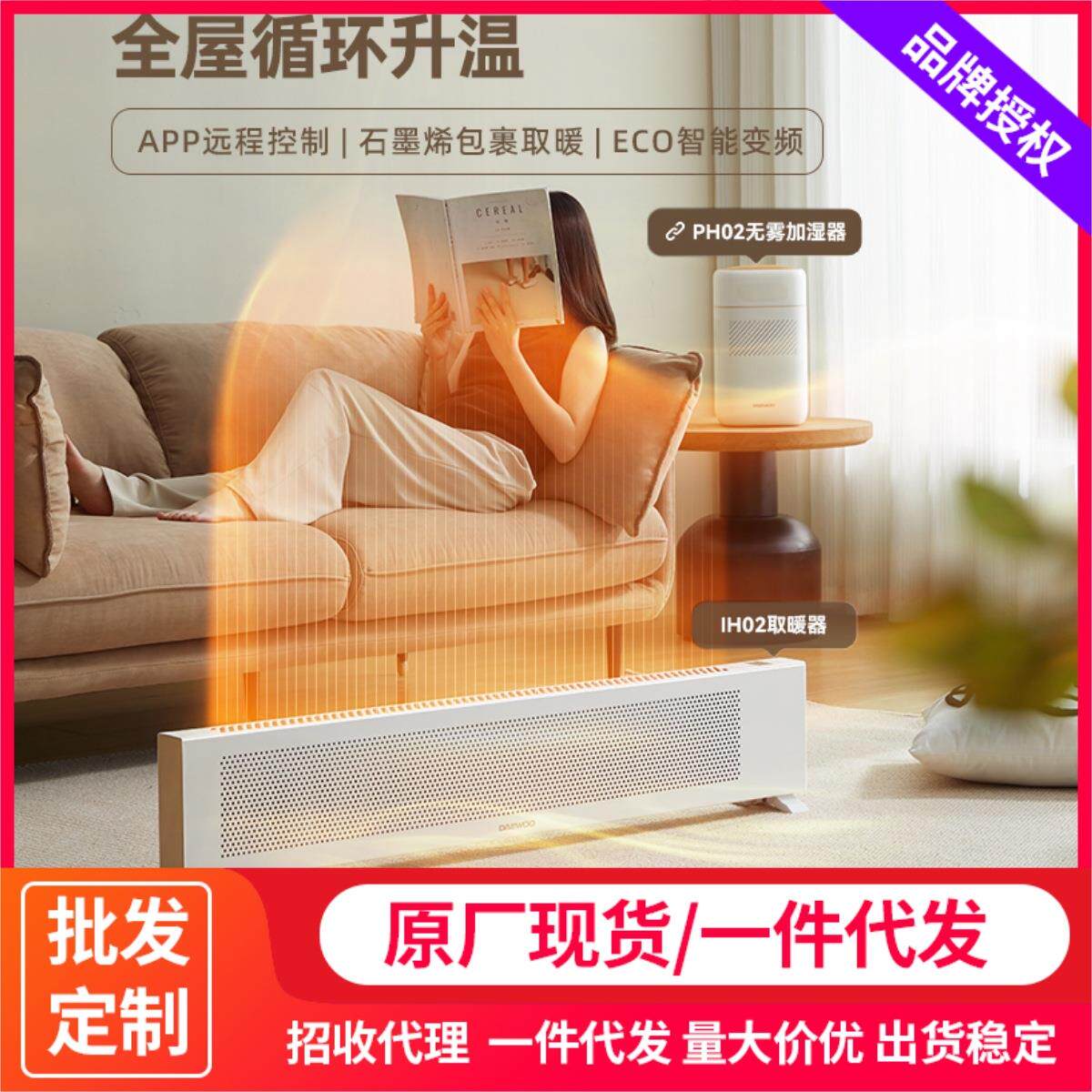 大宇取暖器02石墨烯踢脚线家用客厅全屋大面积节能速热电暖气