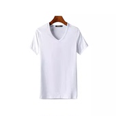潮流半袖 2026夏季 体恤 V领短袖 t恤男白色低领打底衫 新款 男装