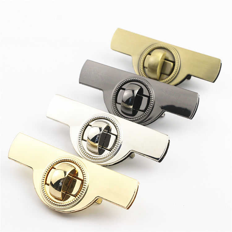 箱包五金配件金色压铸拧锁 插锁长方形锁 包包手袋锁扣五金辅料