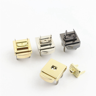 箱包手袋皮具五金配件 浅金色暗扣锁金属锁开关锁扣包包隐身锁