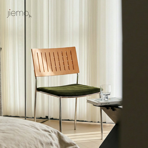 【2件9折顺丰】Jiemo | 百叶椅复古包豪斯餐椅中古风家用设计师