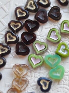 进口捷克珠14*12mm爱心珠手工琉璃DIY串珠配件饰品材料