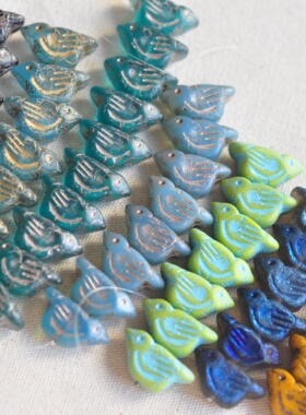 进口捷克珠10x14mm小鸟捷克琉璃DIY珠子手作材料项链耳环